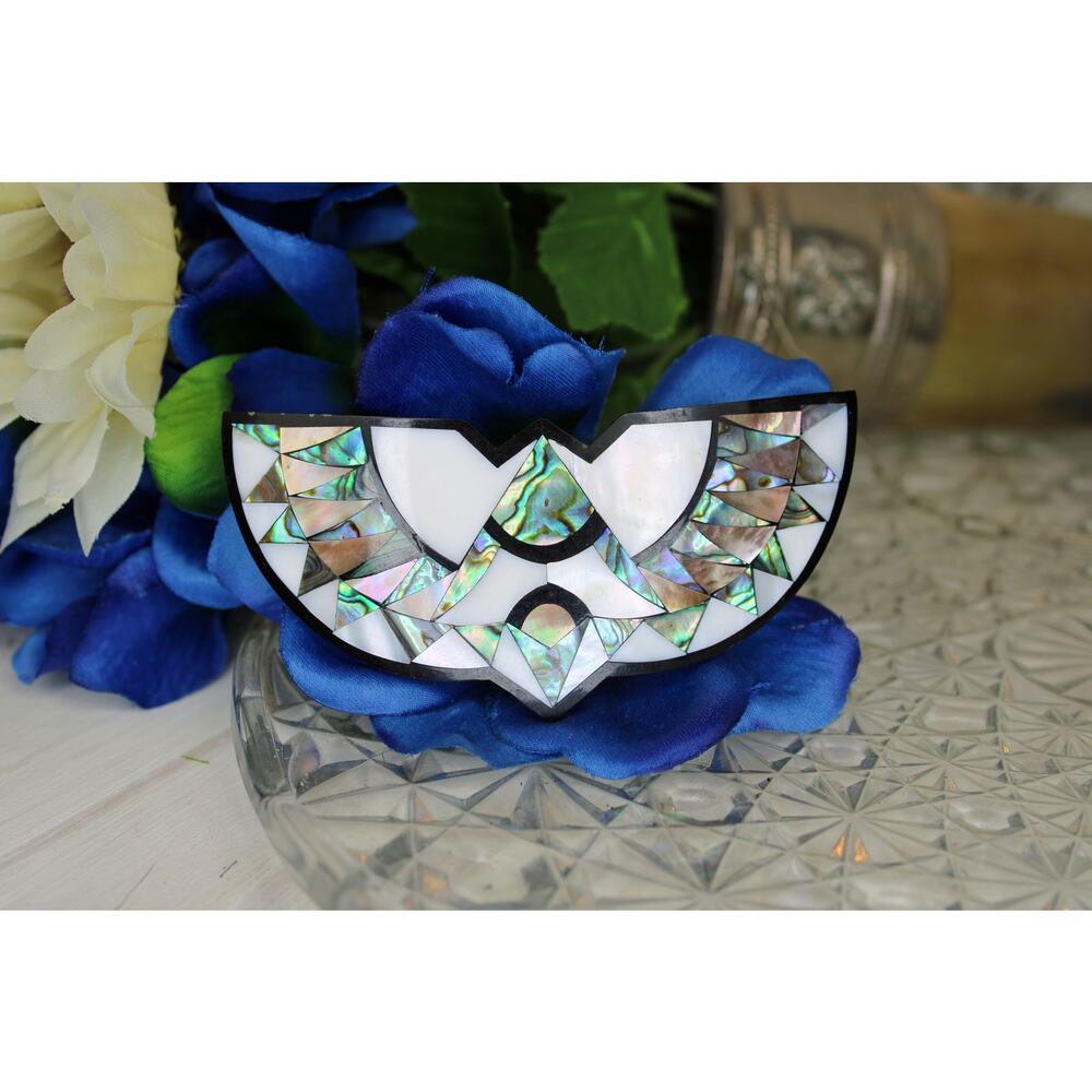 Vintage Philippines Abalone Inlay Hair Barrette